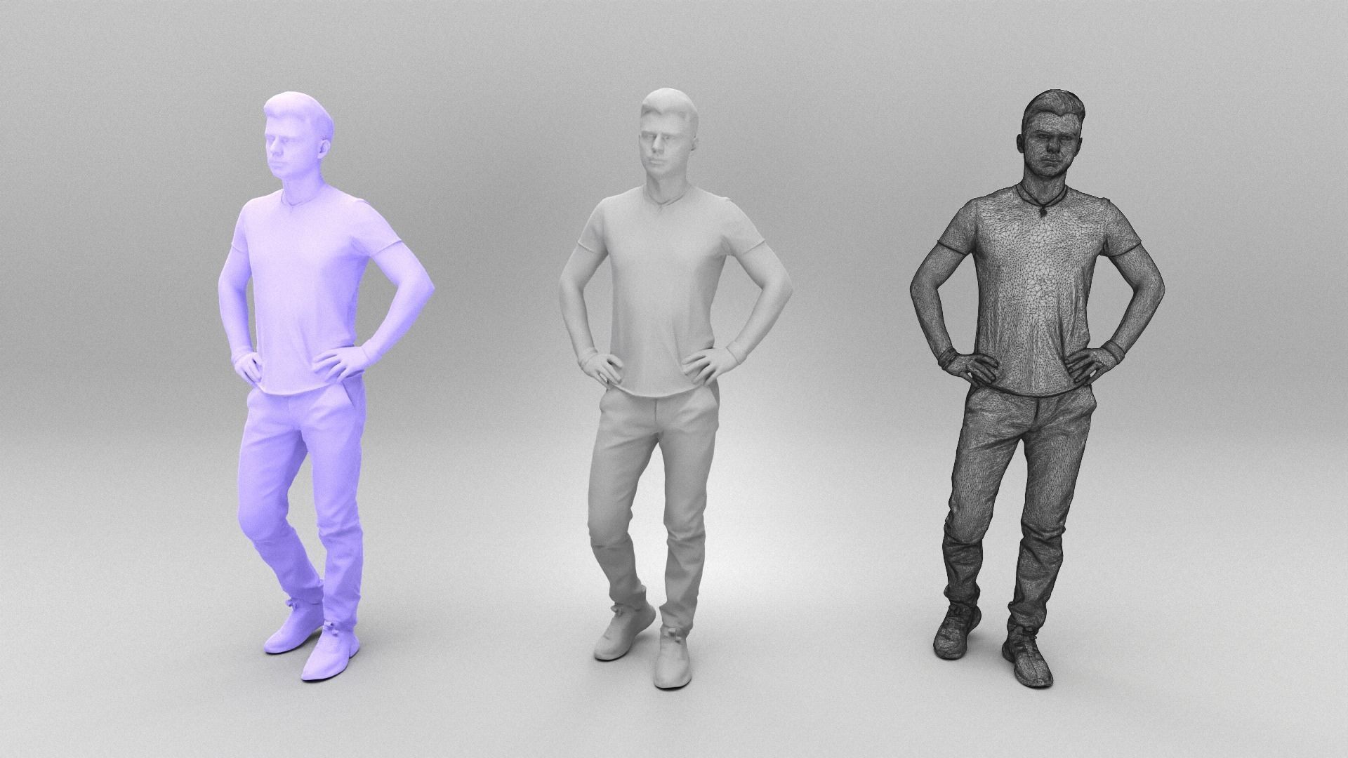 Man with hands on waist 382 Low-poly 3D model_4
