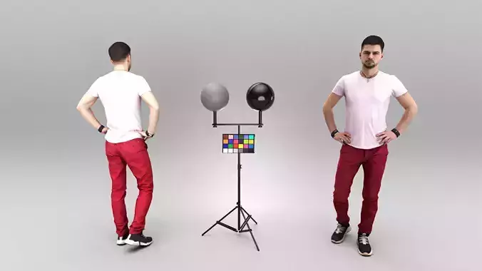Man with hands on waist 382 Low-poly 3D model