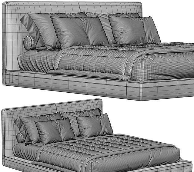 RICHARD BED BY ITALIA Low-poly 3D model_3