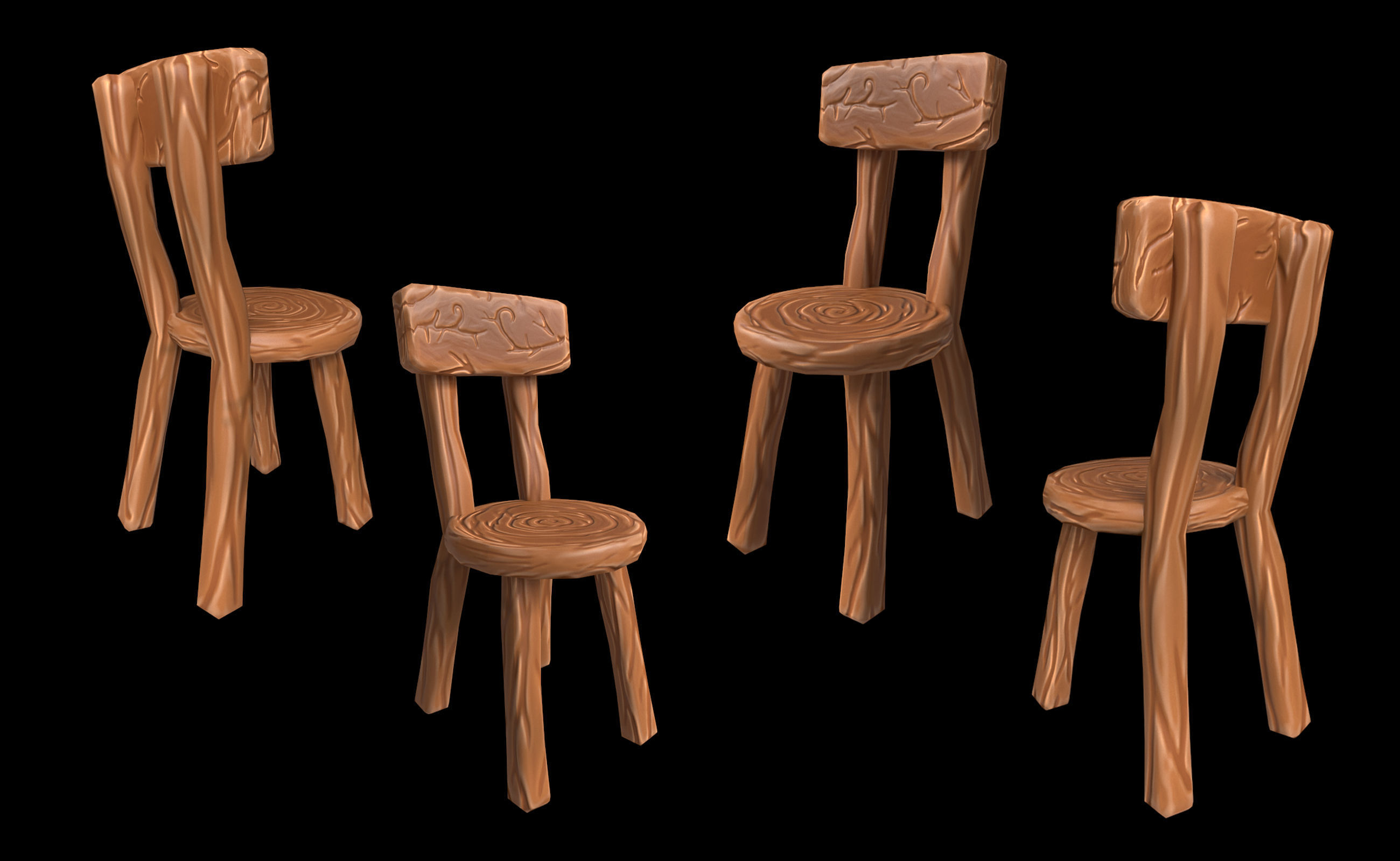 Chairs fantasy stylized 3D Model Collection_11