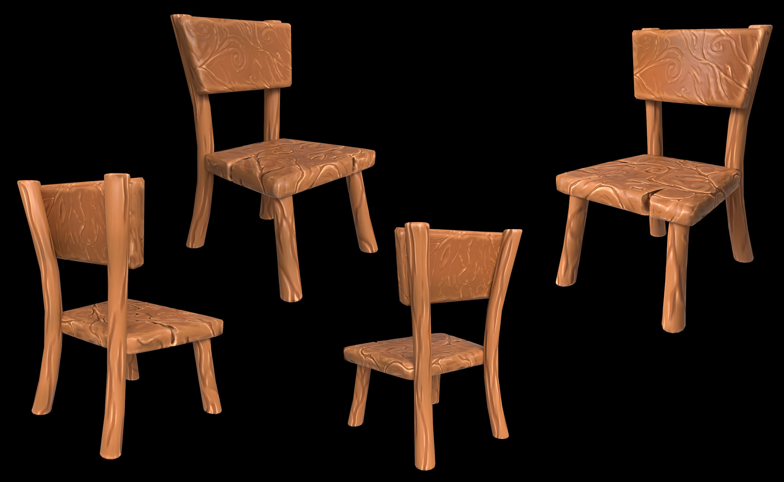 Chairs fantasy stylized 3D Model Collection_13