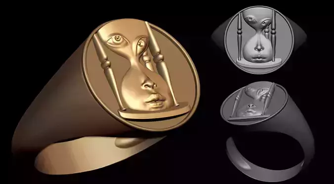 Faceless Time Sand Clock Ring  3D print model