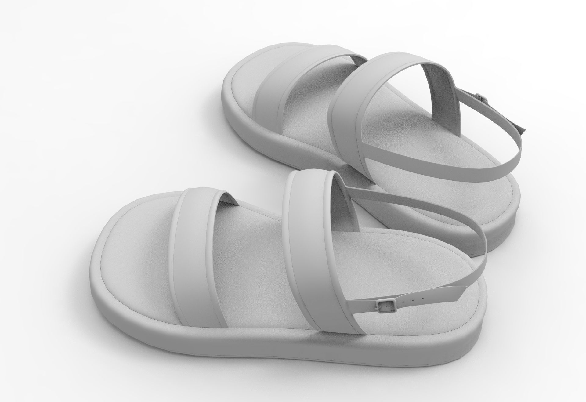 Open Toe Slingback Platform Sandals 3D model_7