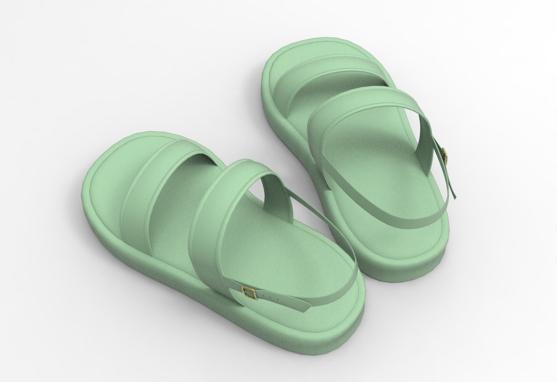 Open Toe Slingback Platform Sandals 3D model_1