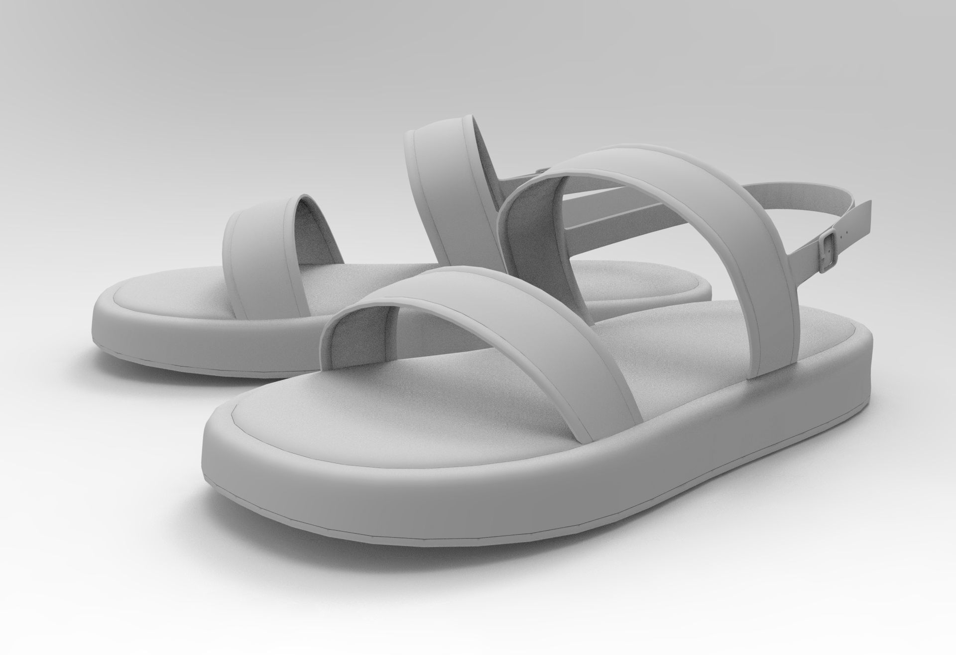 Open Toe Slingback Platform Sandals 3D model_8