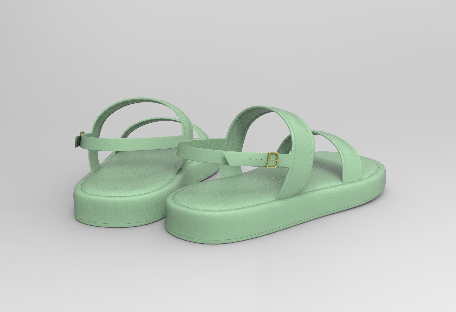 Open Toe Slingback Platform Sandals 3D model_2
