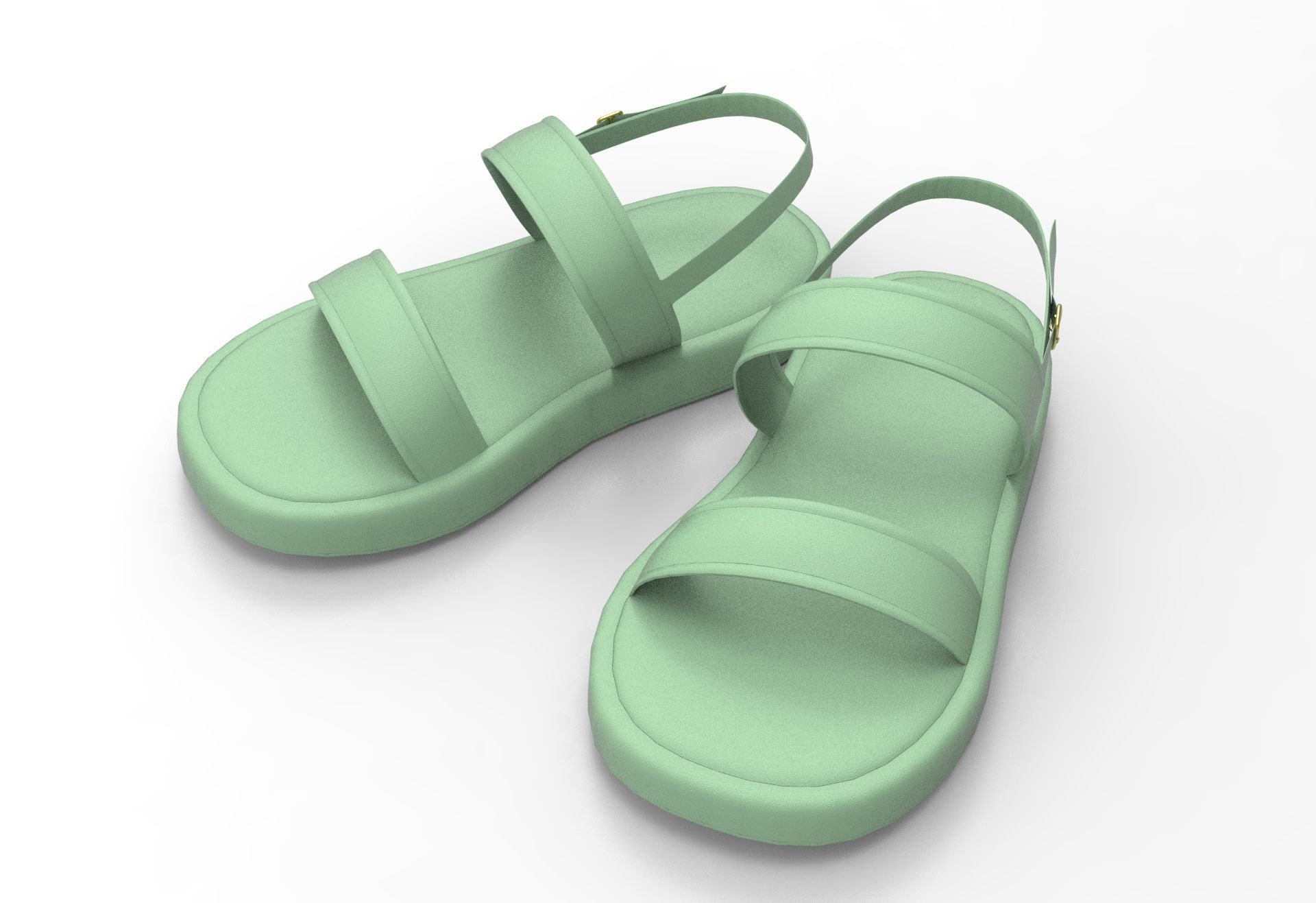 Open Toe Slingback Platform Sandals 3D model_3