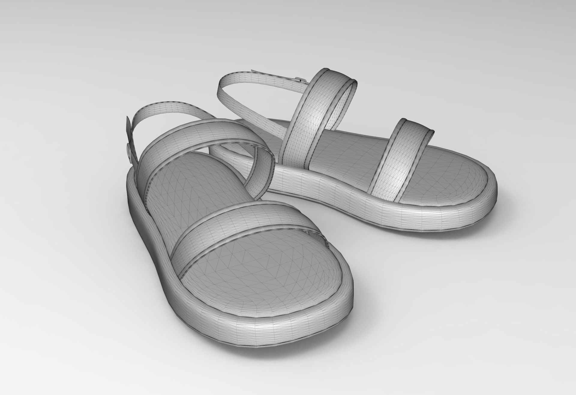 Open Toe Slingback Platform Sandals 3D model_5