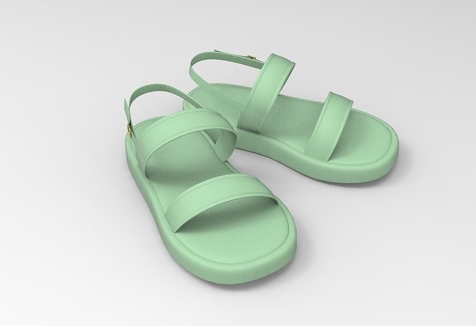 Open Toe Slingback Platform Sandals 3D model
