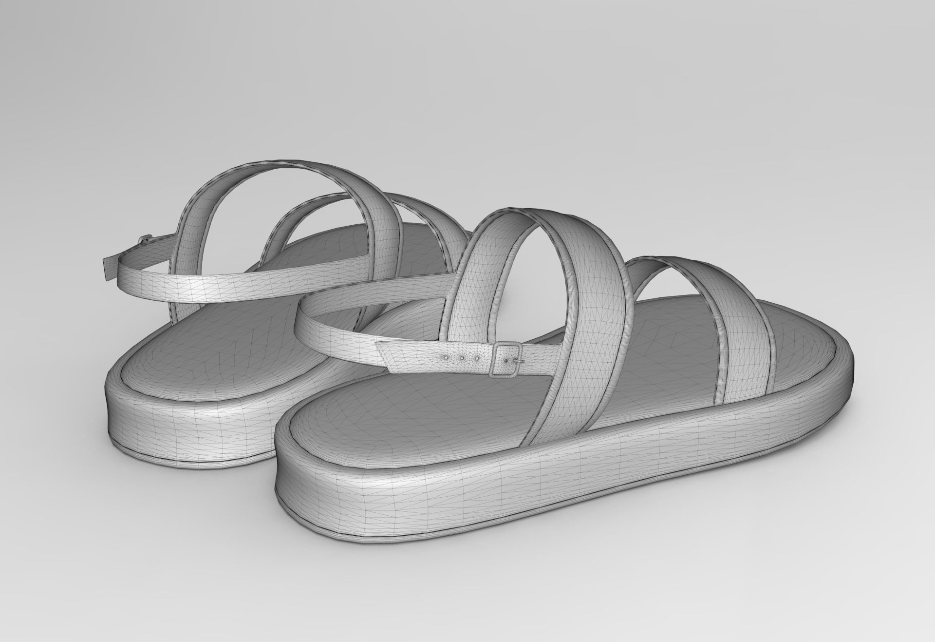 Open Toe Slingback Platform Sandals 3D model_6