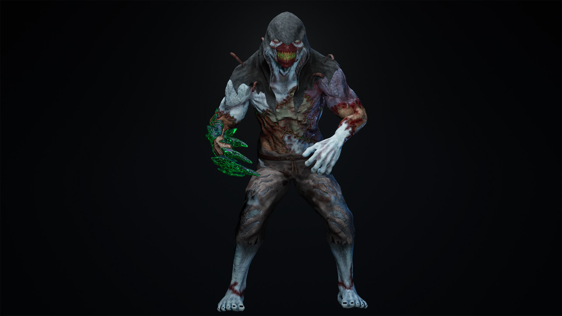 Monster 3 zombie Low-poly 3D model_10