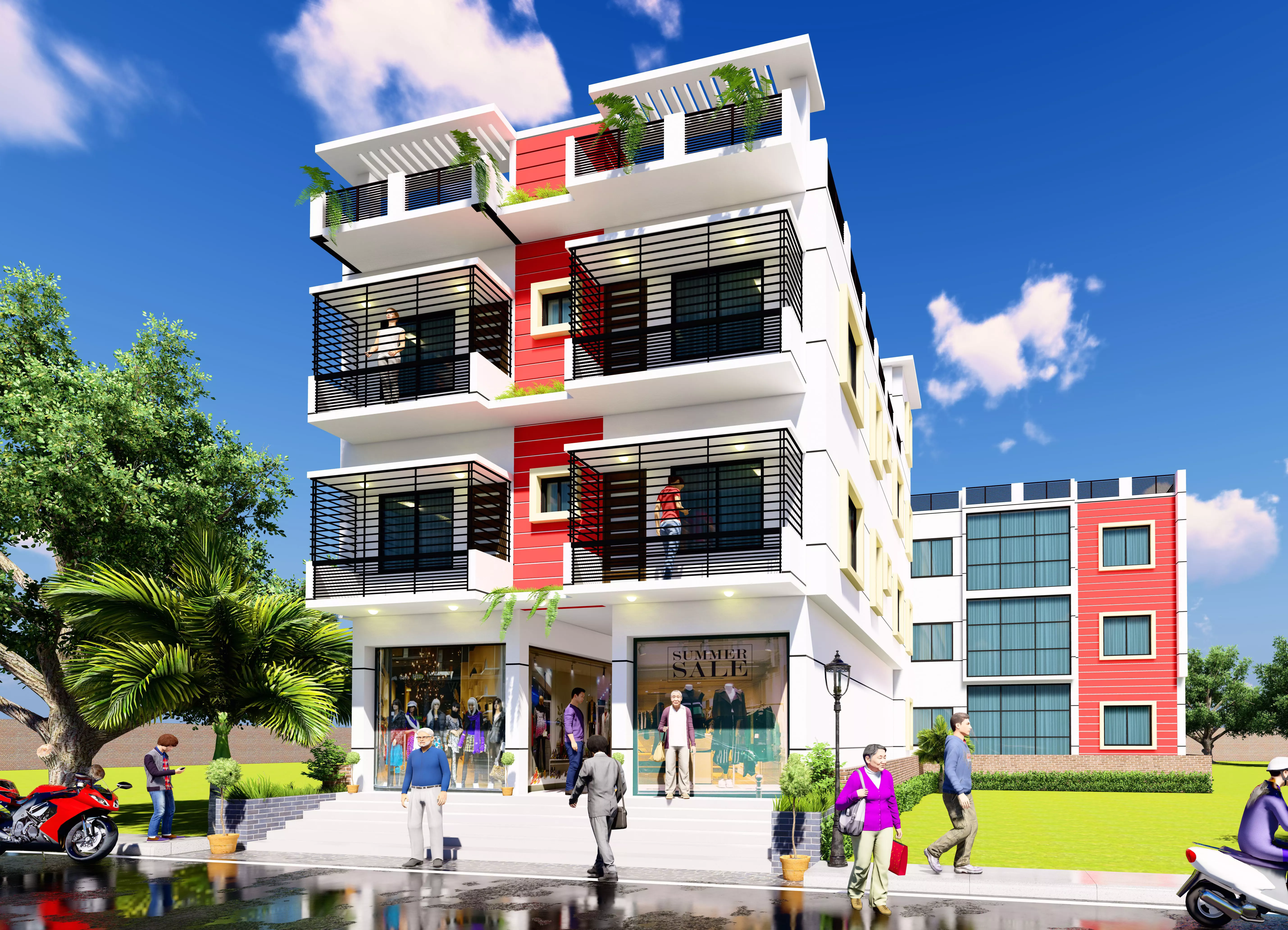 Residential Building 3D model_0