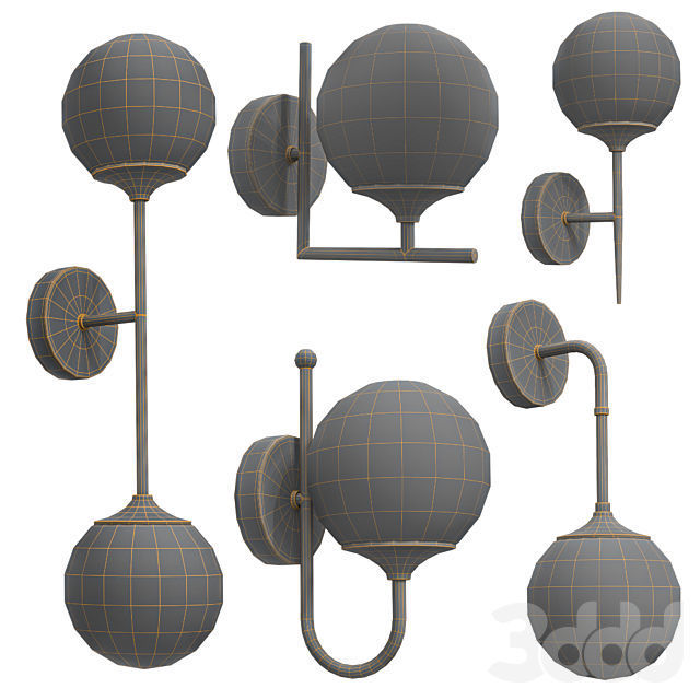 Ball Bedside Sconce Wall Lighting 3D model_2