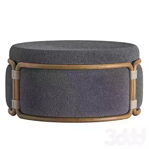 ROTIN Round fabric garden pouf
