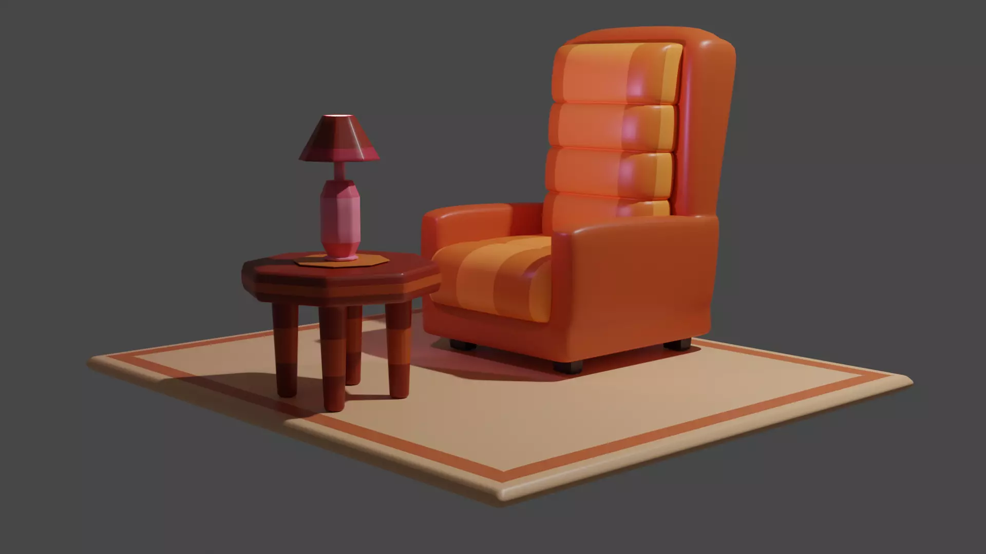 Single Sofa or couch and table with table lamp Free 3D model