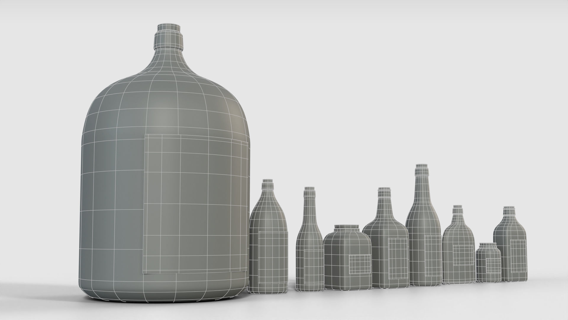 Glass Bottles Low-poly 3D model_10