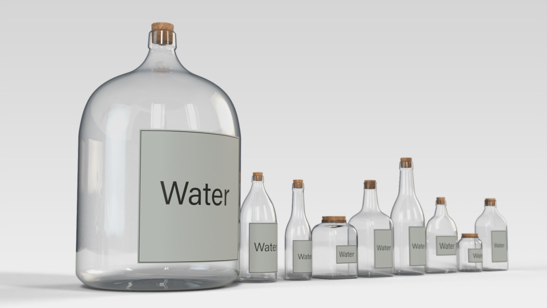 Glass Bottles Low-poly 3D model_2