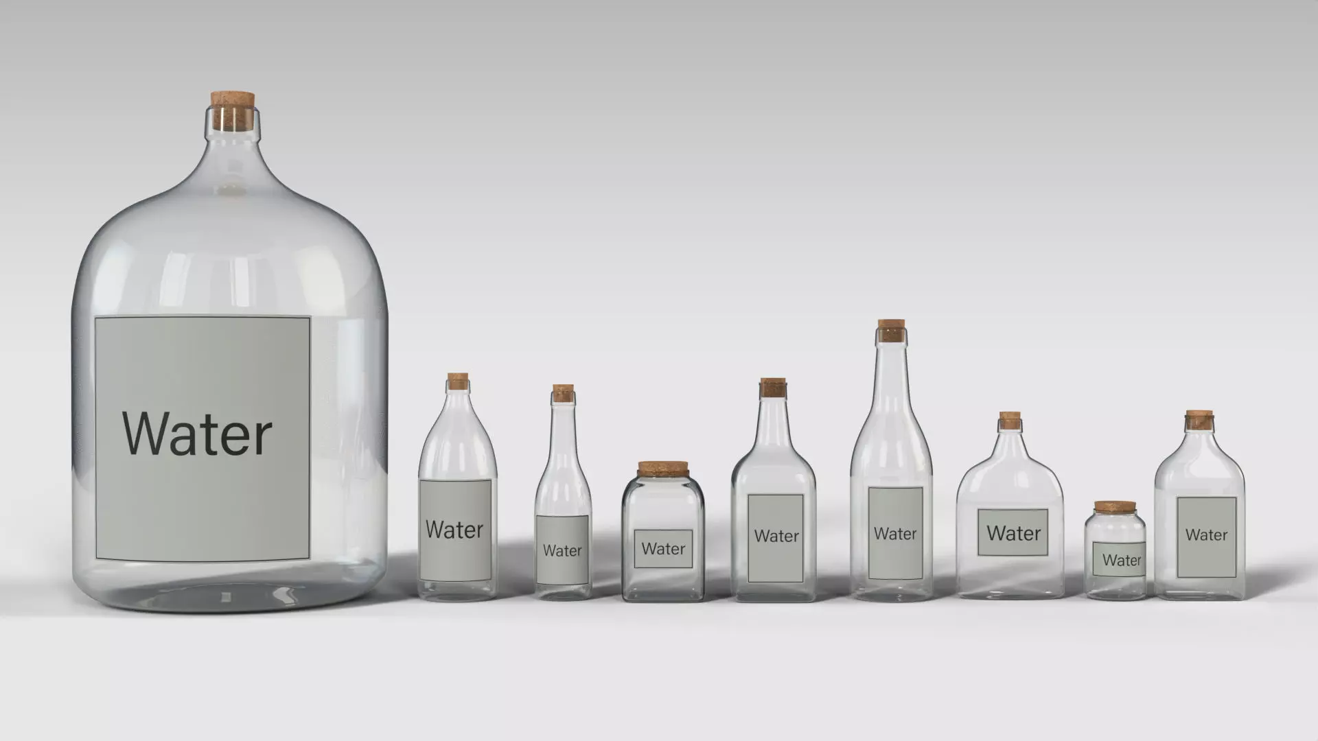 Glass Bottles Low-poly 3D model_0