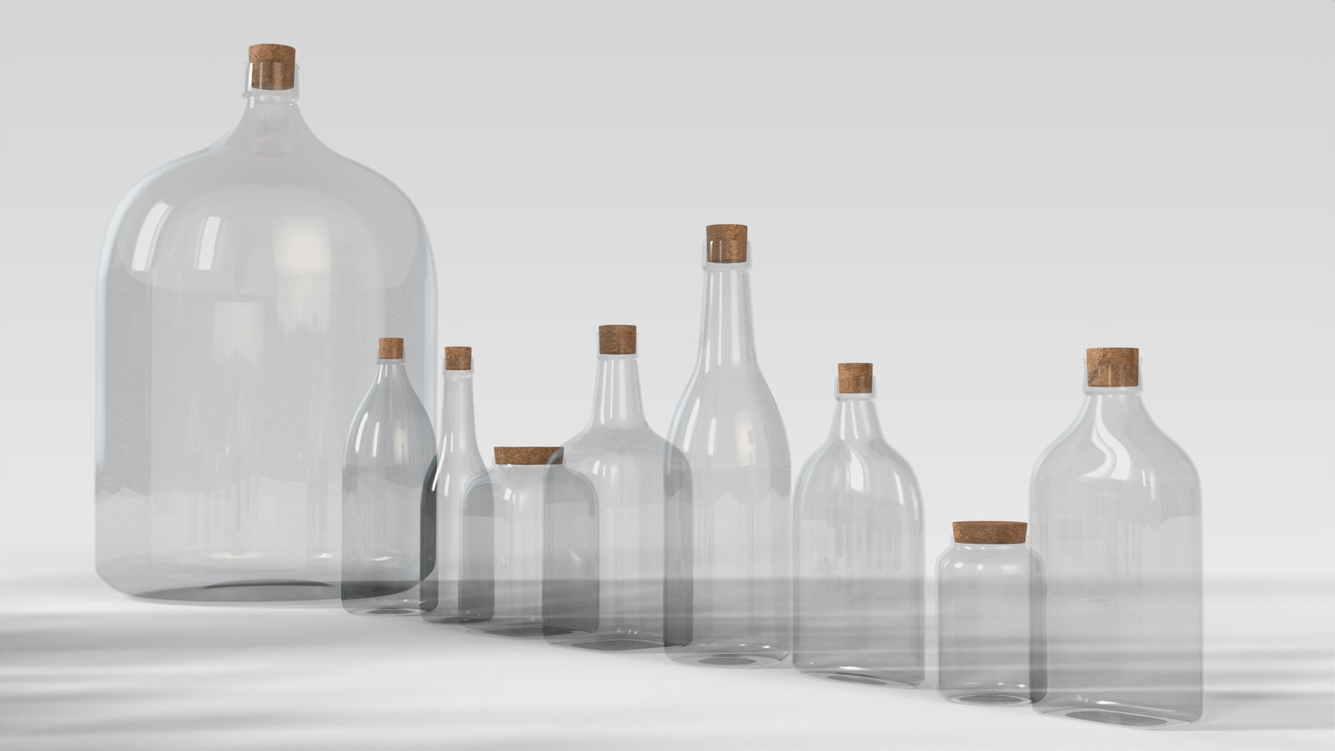 Glass Bottles Low-poly 3D model_4