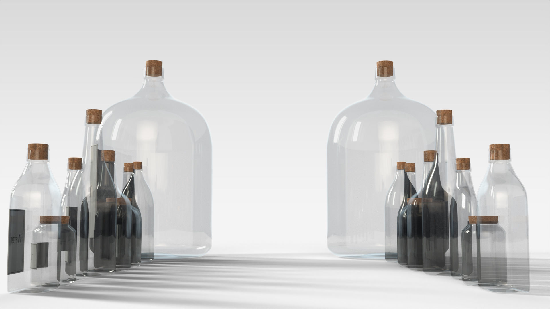 Glass Bottles Low-poly 3D model_6