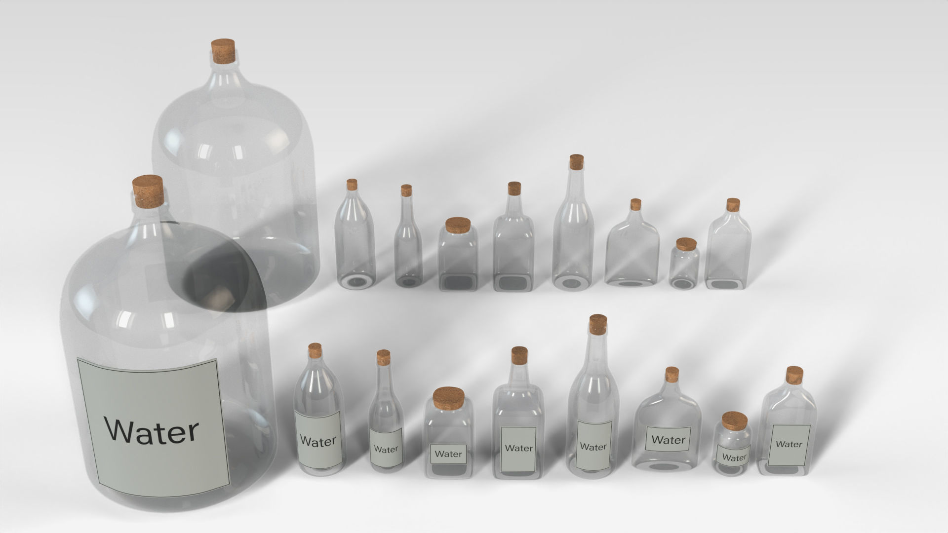 Glass Bottles Low-poly 3D model_5