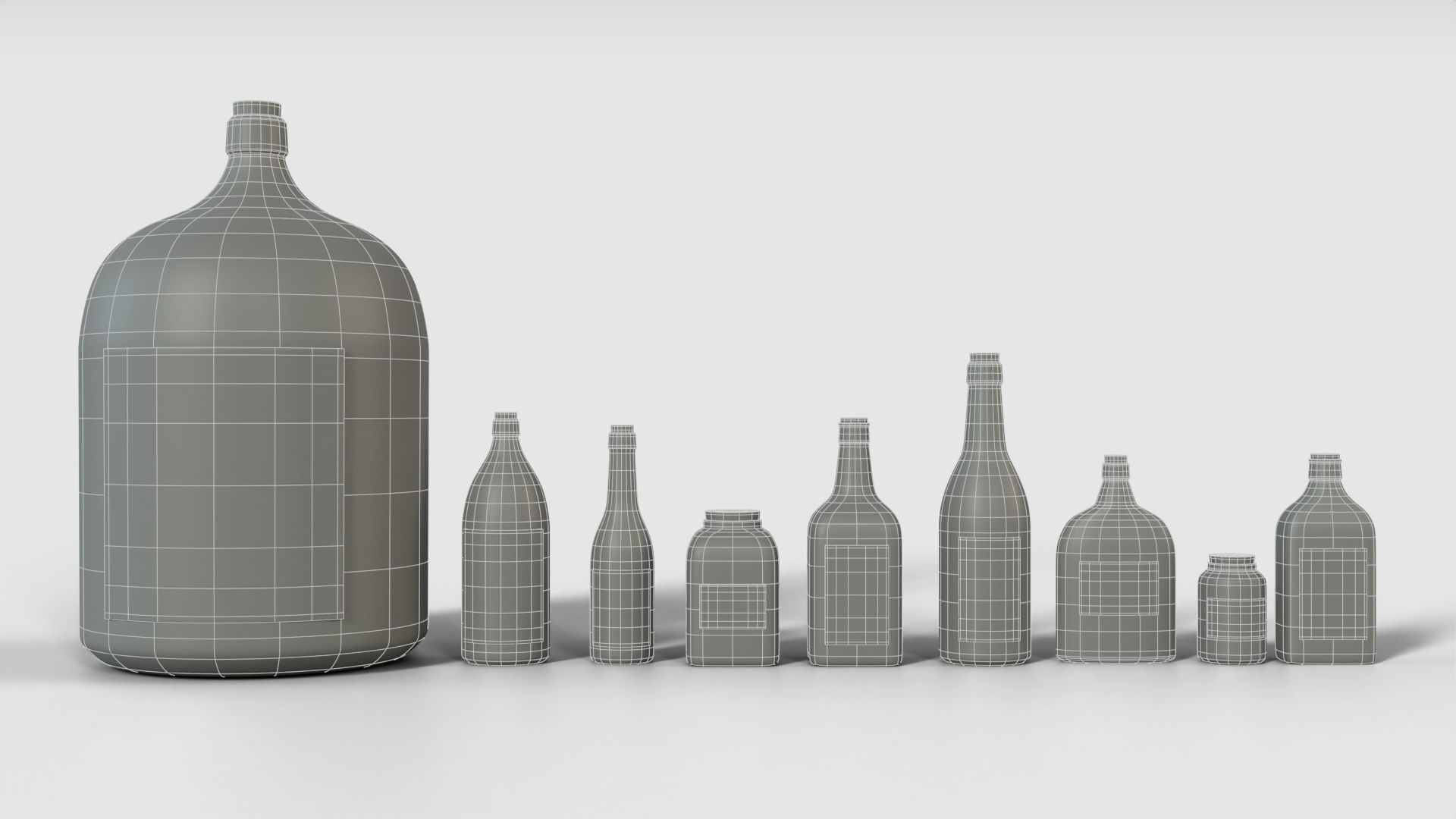 Glass Bottles Low-poly 3D model_8
