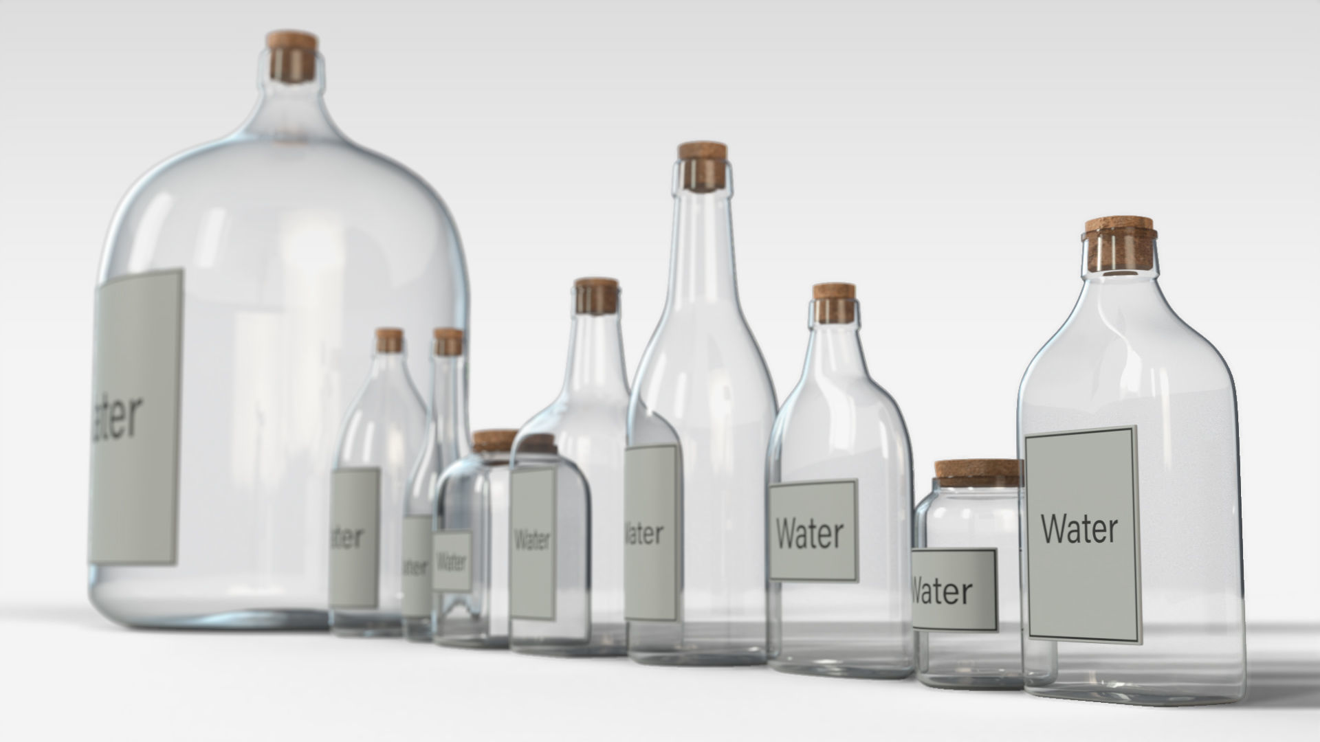 Glass Bottles Low-poly 3D model_1