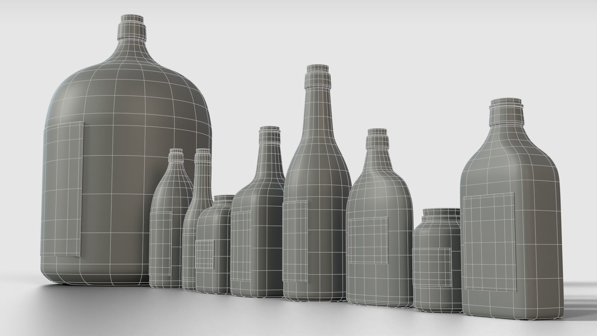 Glass Bottles Low-poly 3D model_9