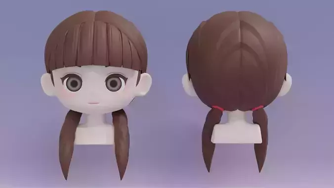 Chibi Female Hair Style 17 3D model