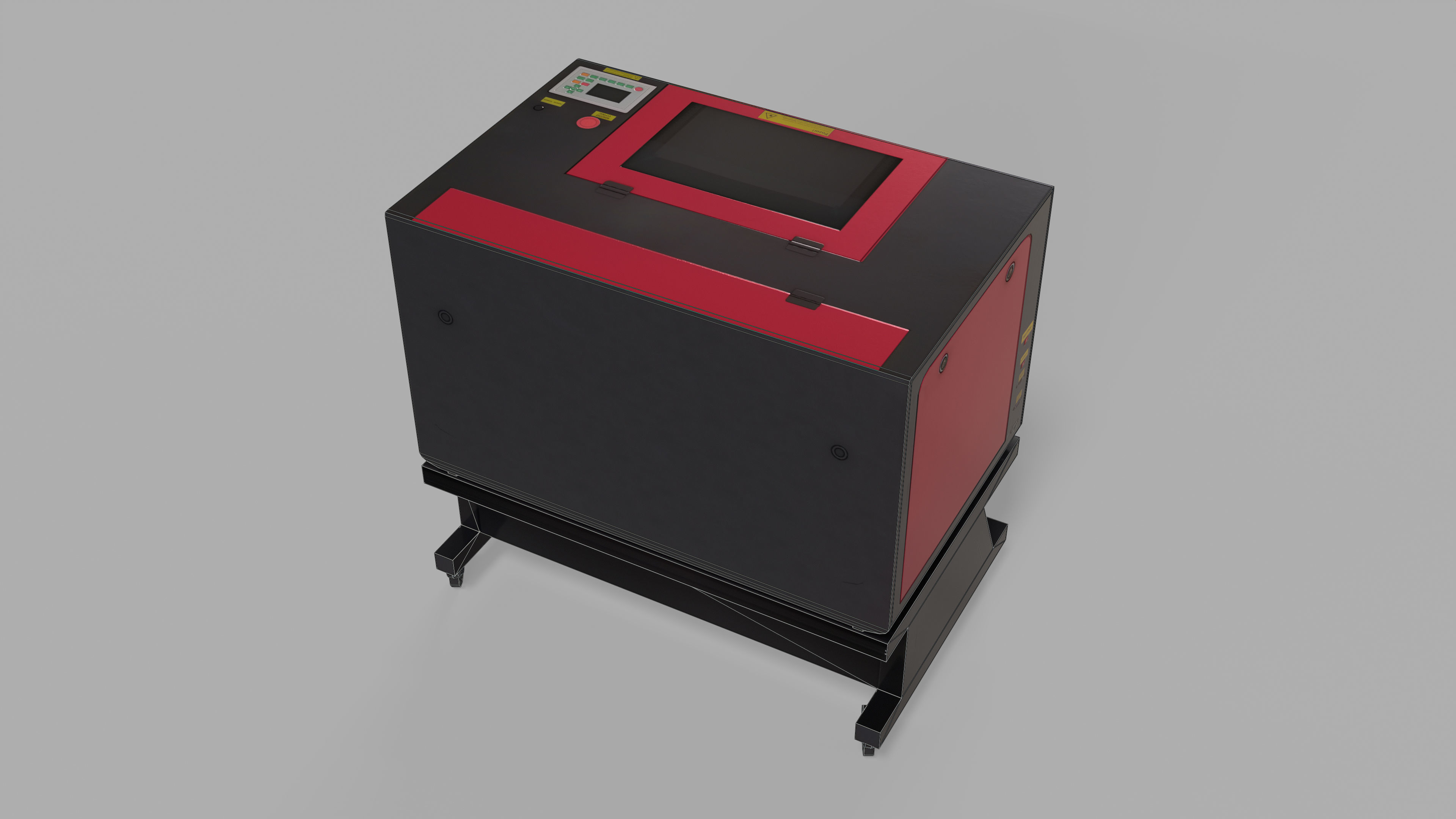 CNC Laser Cutting Machine Low-poly 3D model_19