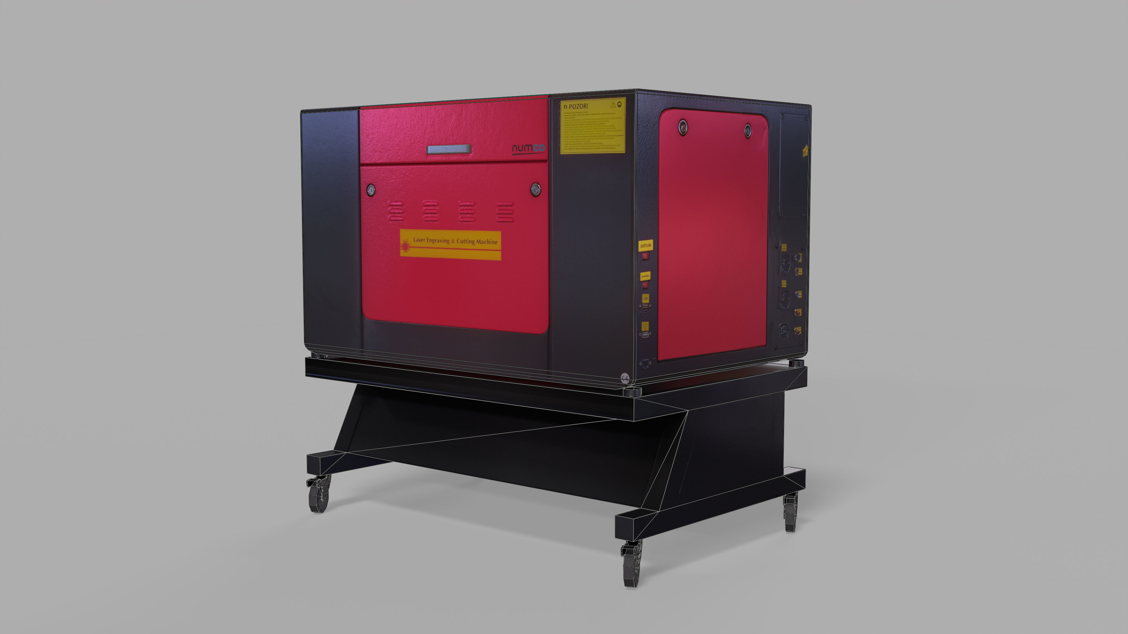 CNC Laser Cutting Machine Low-poly 3D model_11