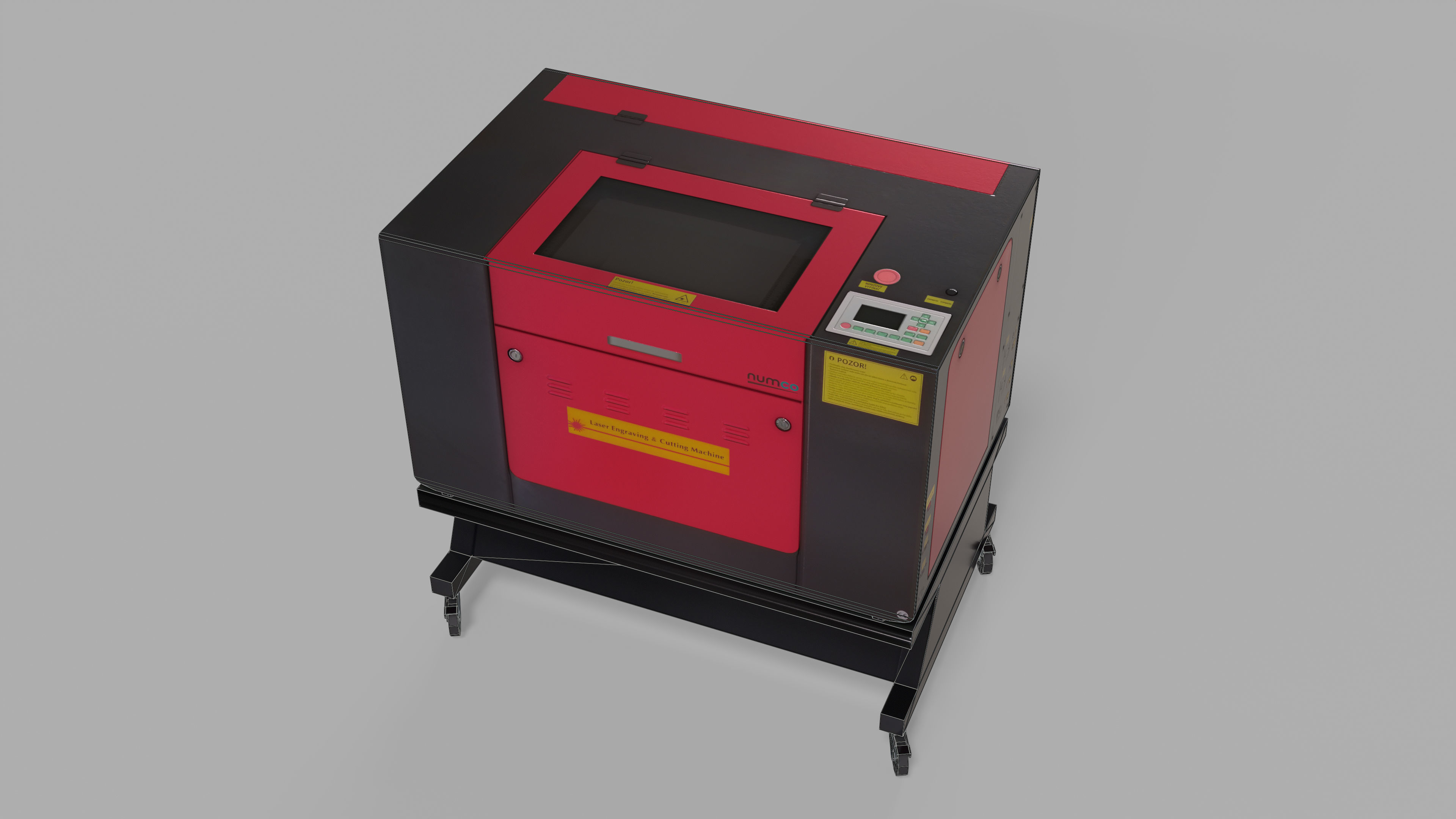 CNC Laser Cutting Machine Low-poly 3D model_1