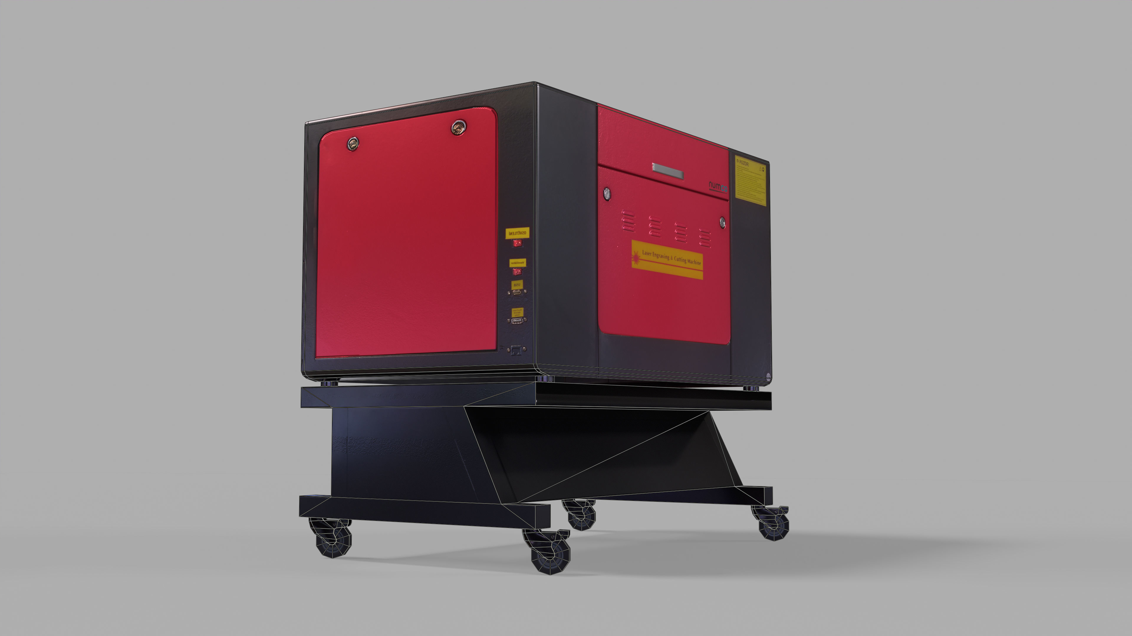 CNC Laser Cutting Machine Low-poly 3D model_15