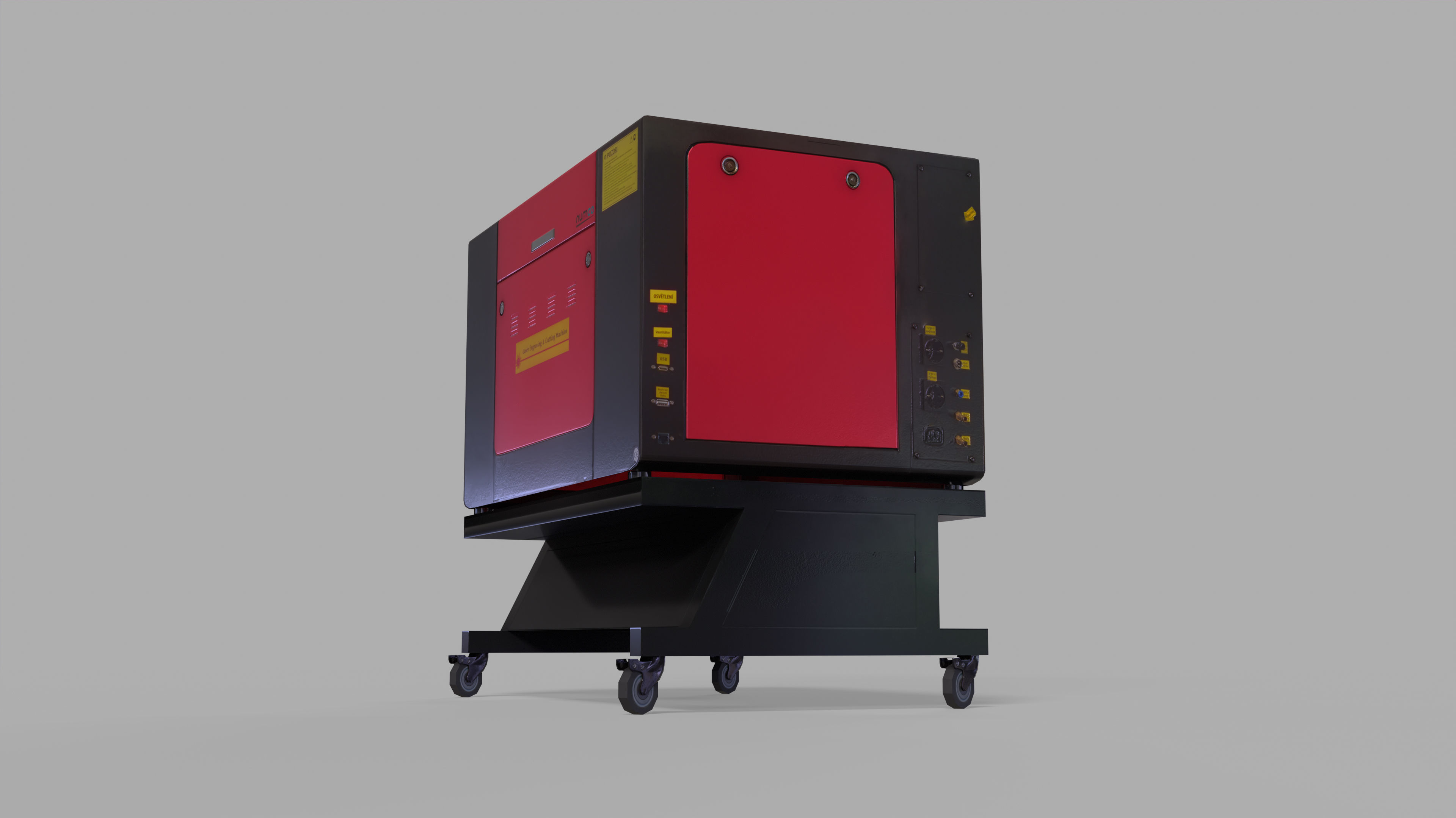 CNC Laser Cutting Machine Low-poly 3D model_4