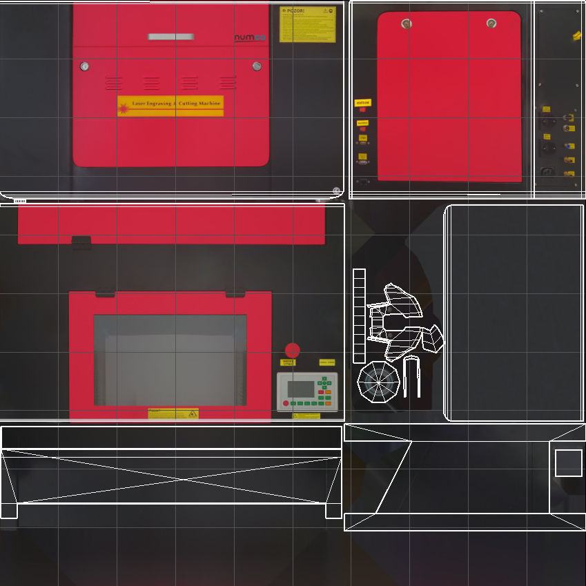 CNC Laser Cutting Machine Low-poly 3D model_29