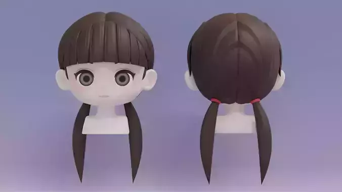 Chibi Female Hair Style 18 3D model