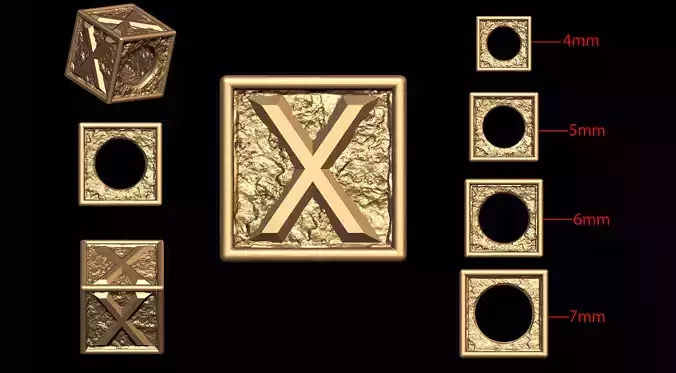 X Letter Nugget Bracelet Bead in 4 sizes