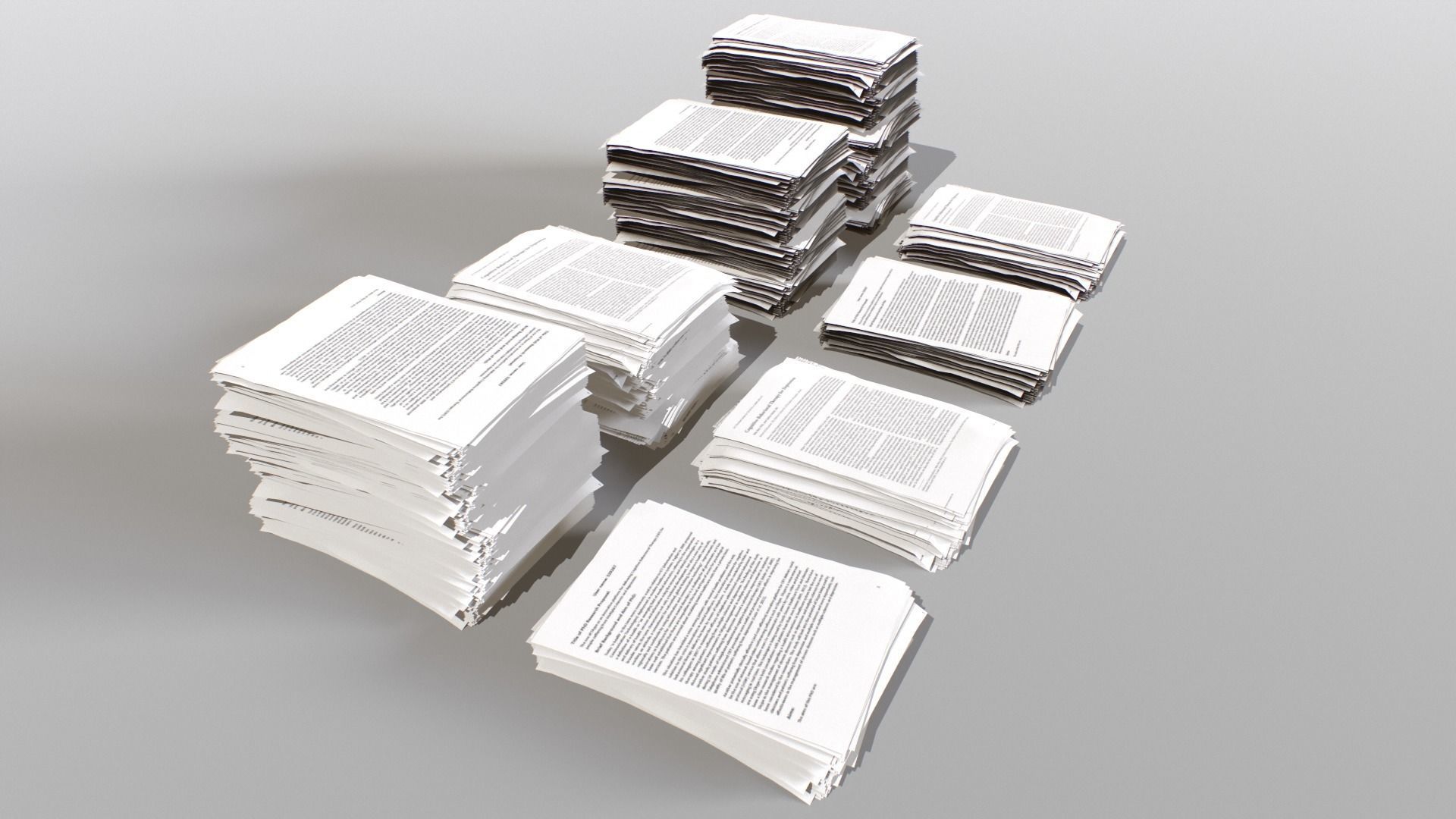 Paper piles Low-poly 3D model_3