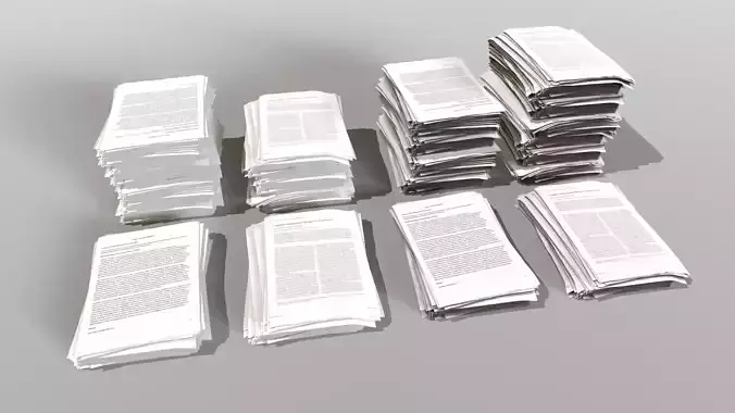 Paper piles Low-poly 3D model