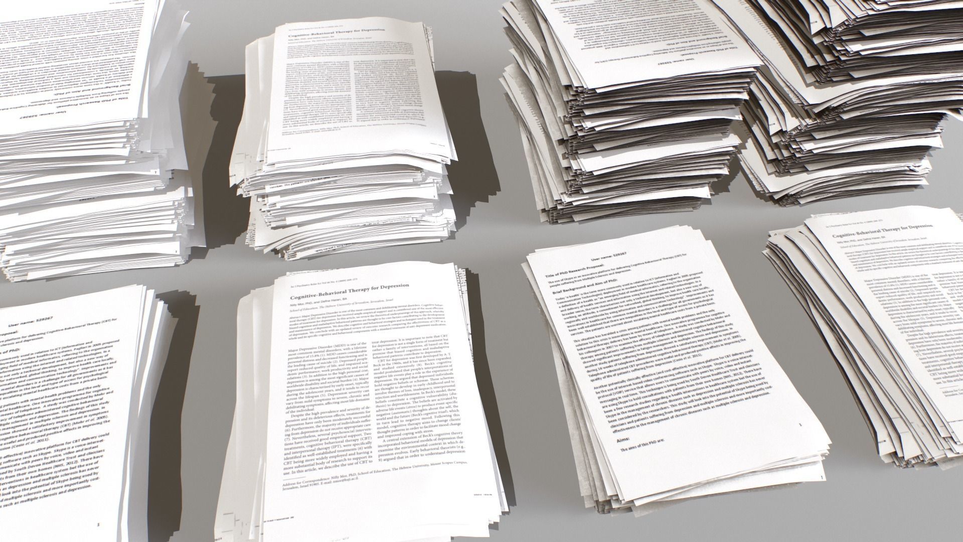 Paper piles Low-poly 3D model_4