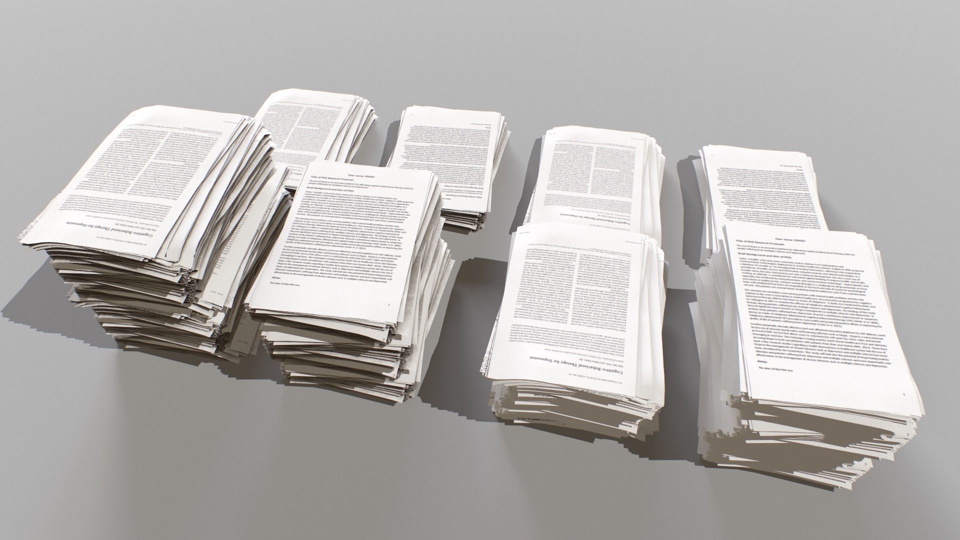 Paper piles Low-poly 3D model_2