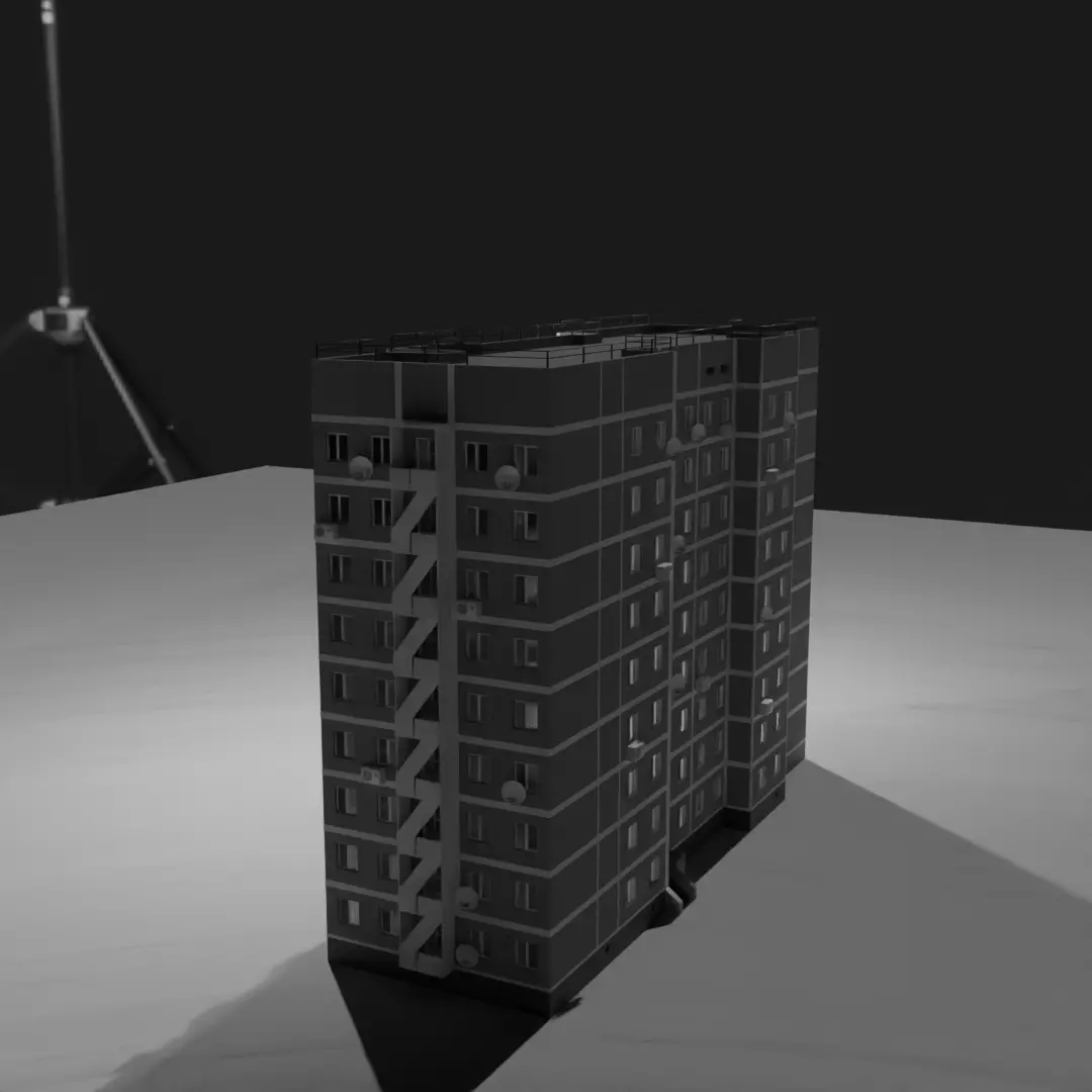 Low-poly Soveskysoviet house Low-poly 3D model_0