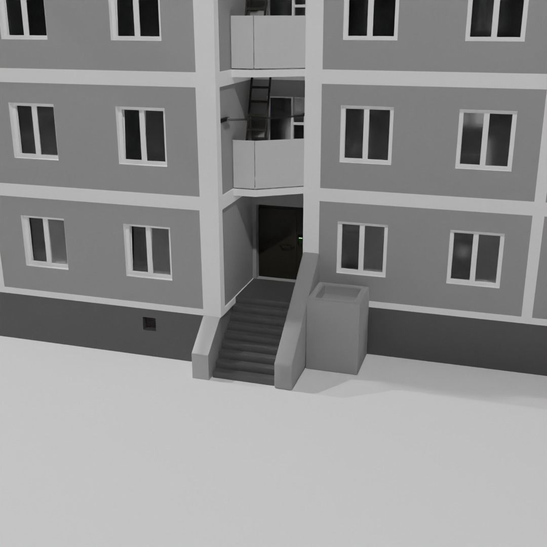 Low-poly Soveskysoviet house Low-poly 3D model_1