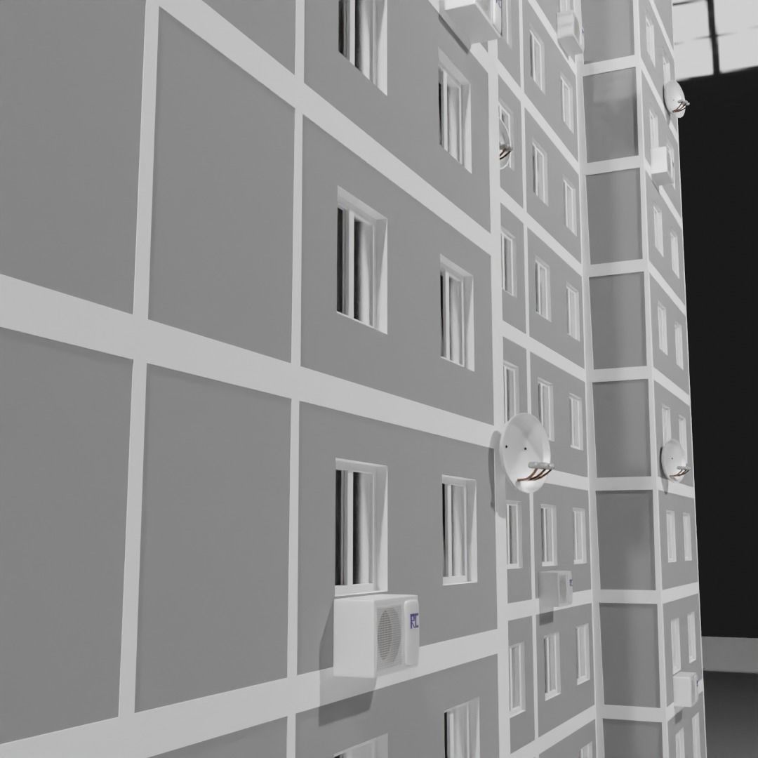 Low-poly Soveskysoviet house Low-poly 3D model_2