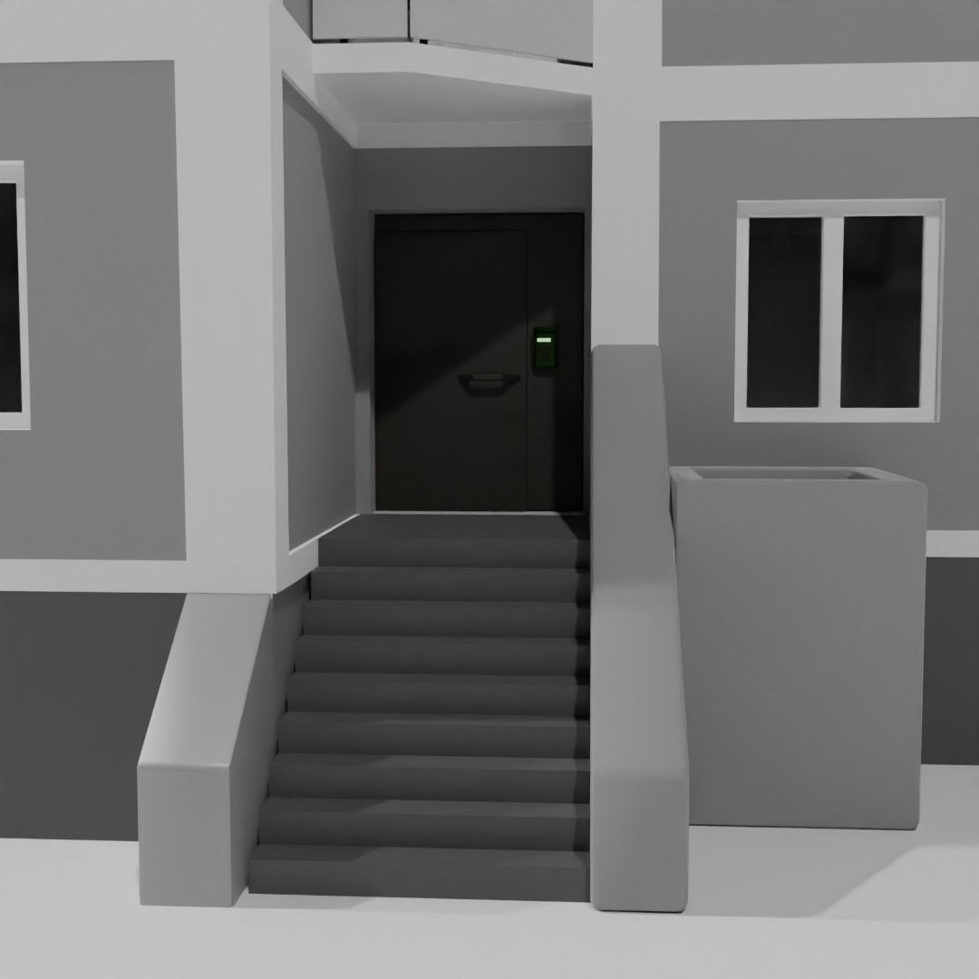 Low-poly Soveskysoviet house Low-poly 3D model_4