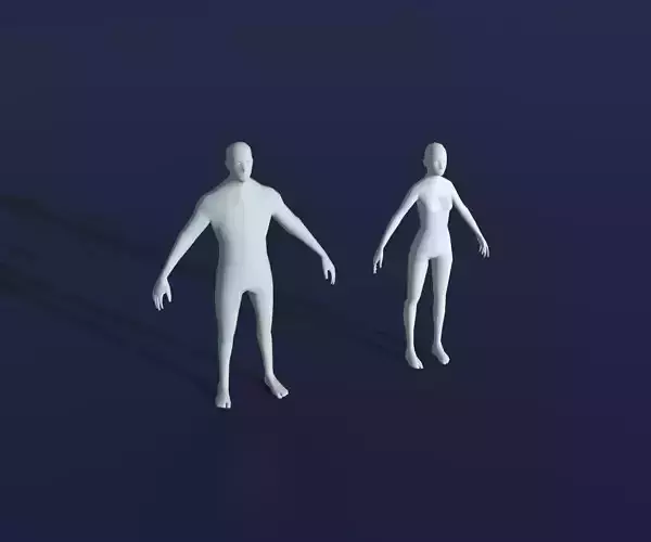 Male Female Body Base Mesh 28 Animations 3D Model 1k Polygons