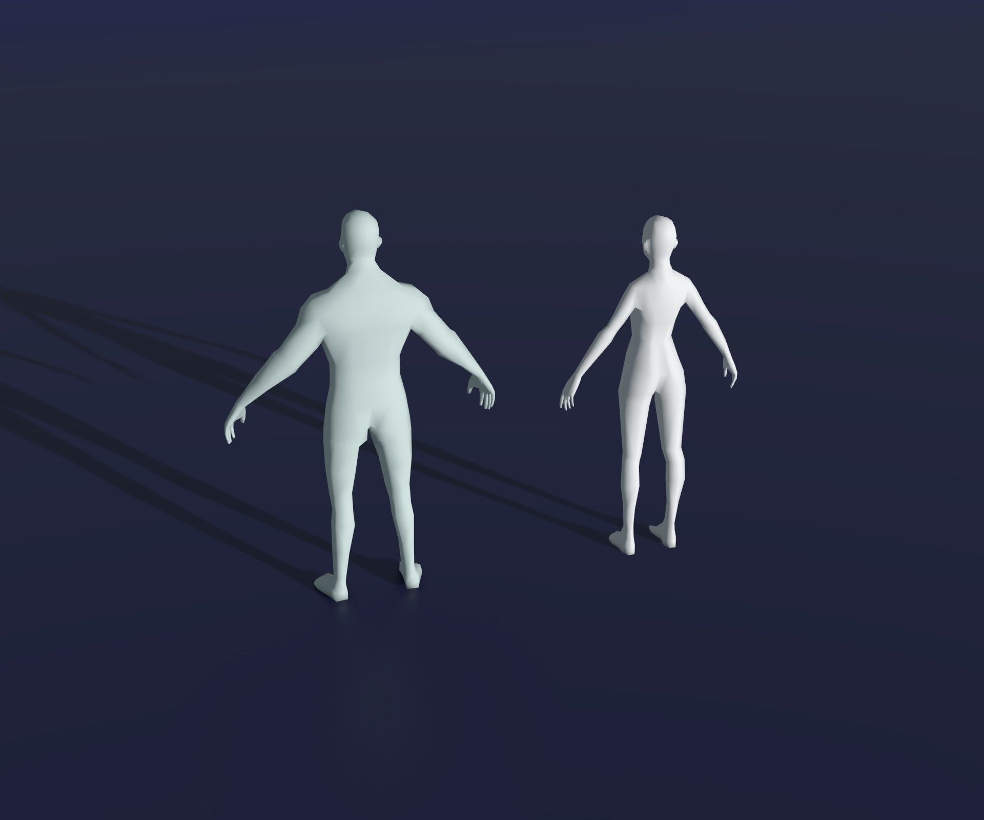Male Female Body Base Mesh 28 Animations 3D Model 1k Polygons Low-poly 3D model_4