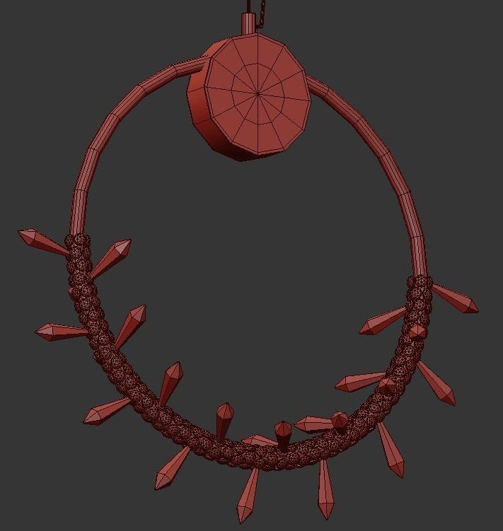 ALIANA gold and crystal hoop pendant 3D model_1