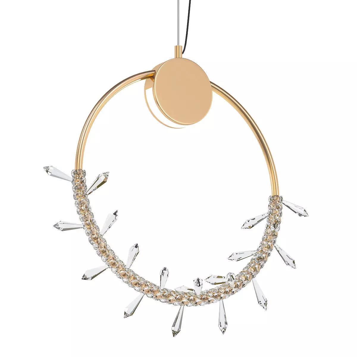 ALIANA gold and crystal hoop pendant 3D model_0