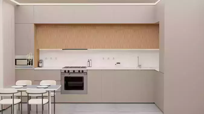 Minimalist kitchen 3D model